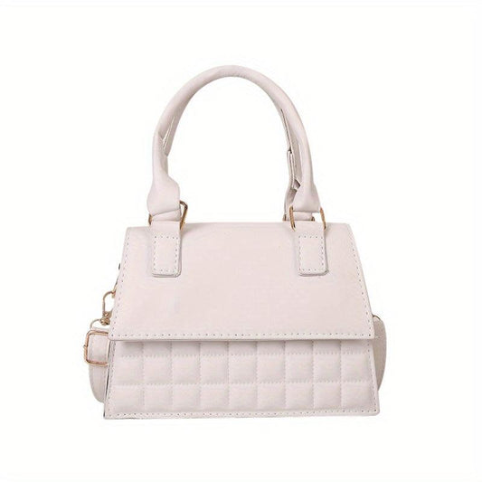 Minimalist Tote Satchel Plaid Quilted Bag