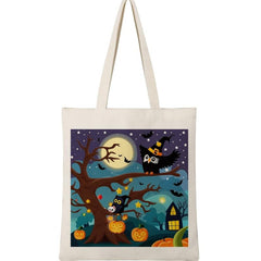 Halloween Printed Canvas Tote Bag Large Capacity Shoulder Bag