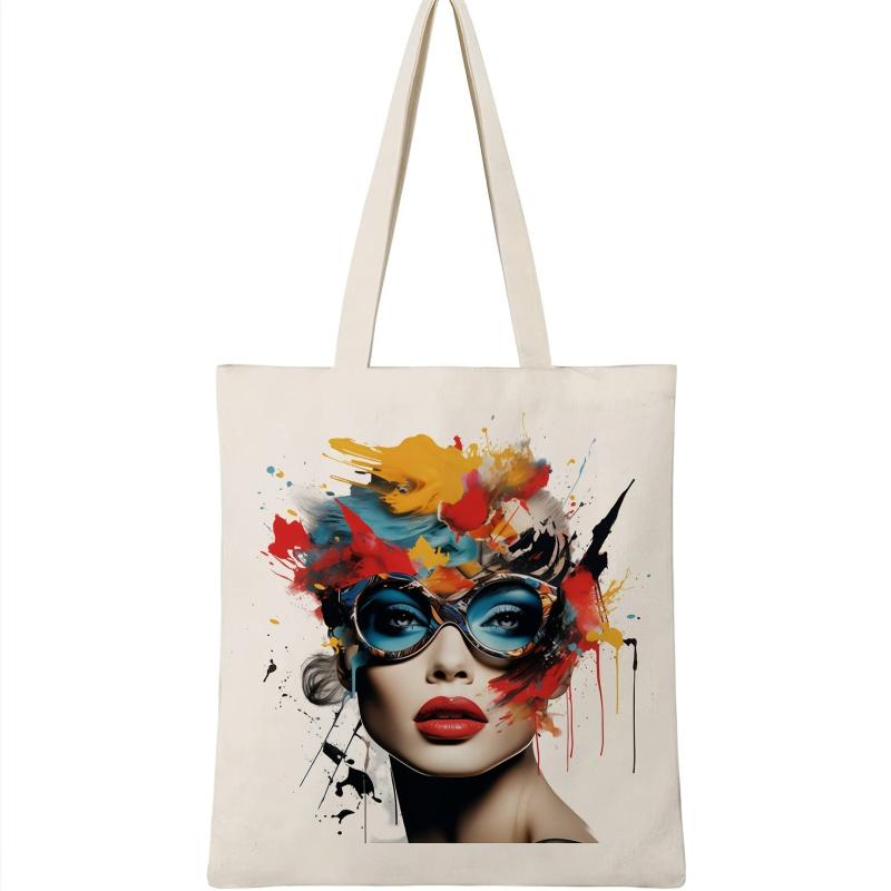 Women Canvas Shoulder Bag Lightweight Versatile Shopping Bag