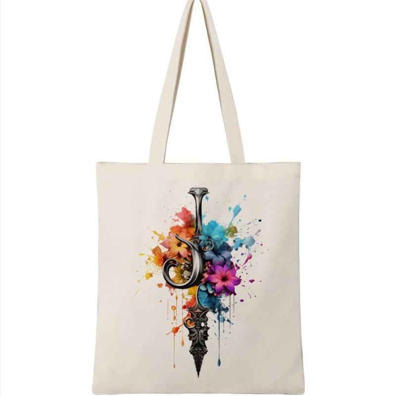 Fantasy Key Print Canvas Bag Large Capacity Shoulder Bag