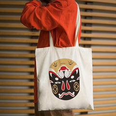 Large Capacity Chinese Print Canvas Beach Tote Bag for Women