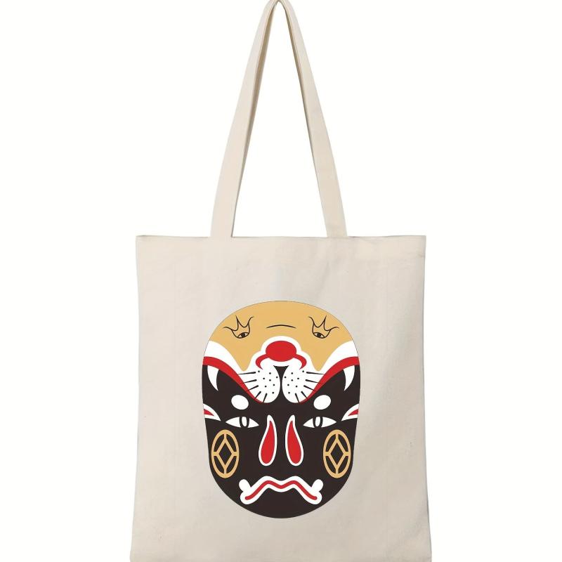 Large Capacity Chinese Print Canvas Beach Tote Bag for Women