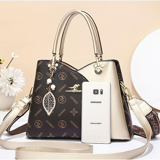 Vintage Colorblock Letter Handbag Classic Shoulder Bag For Women