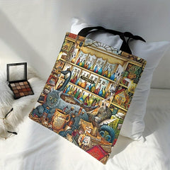 Potter Magic Shop Cat Canvas Tote Bag Travel Work Shopping Bag