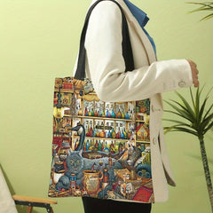 Potter Magic Shop Cat Canvas Tote Bag Travel Work Shopping Bag