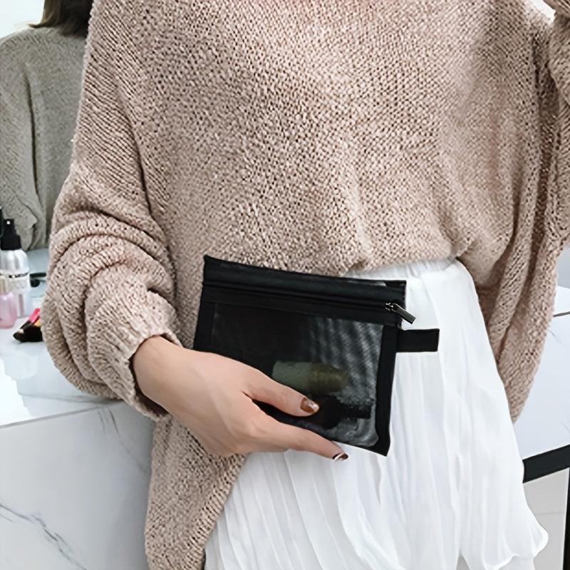 Mesh Zipper Cosmetics Bag Travel Toiletry Storage Bag