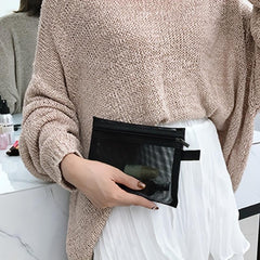 Mesh Zipper Cosmetics Bag Travel Toiletry Storage Bag