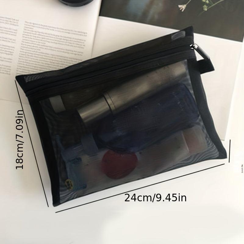 Mesh Zipper Cosmetics Bag Travel Toiletry Storage Bag