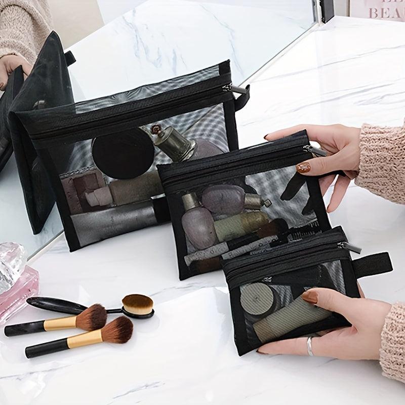 Mesh Zipper Cosmetics Bag Travel Toiletry Storage Bag