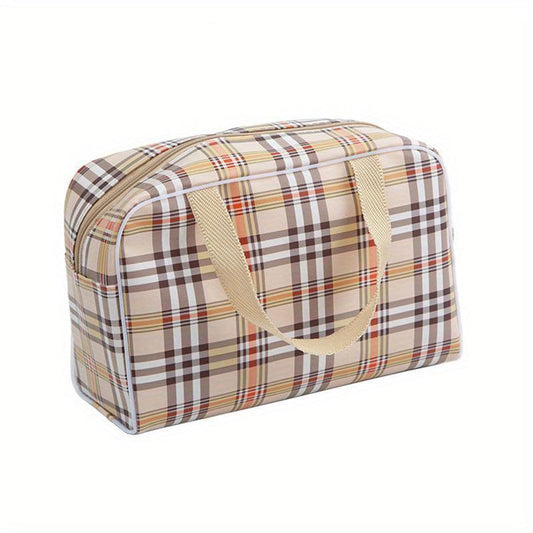 Bright Plaid Comestic Bag Toiletry Wash Hand held Bag