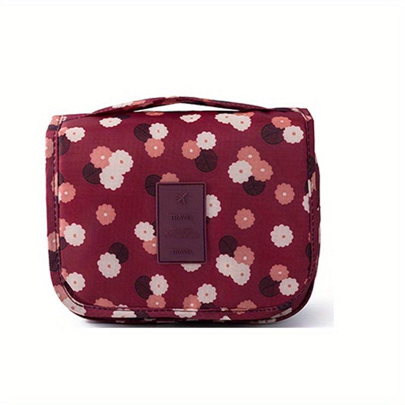 Floral Travel Toiletry Bag with Hook Portable Storage Bag