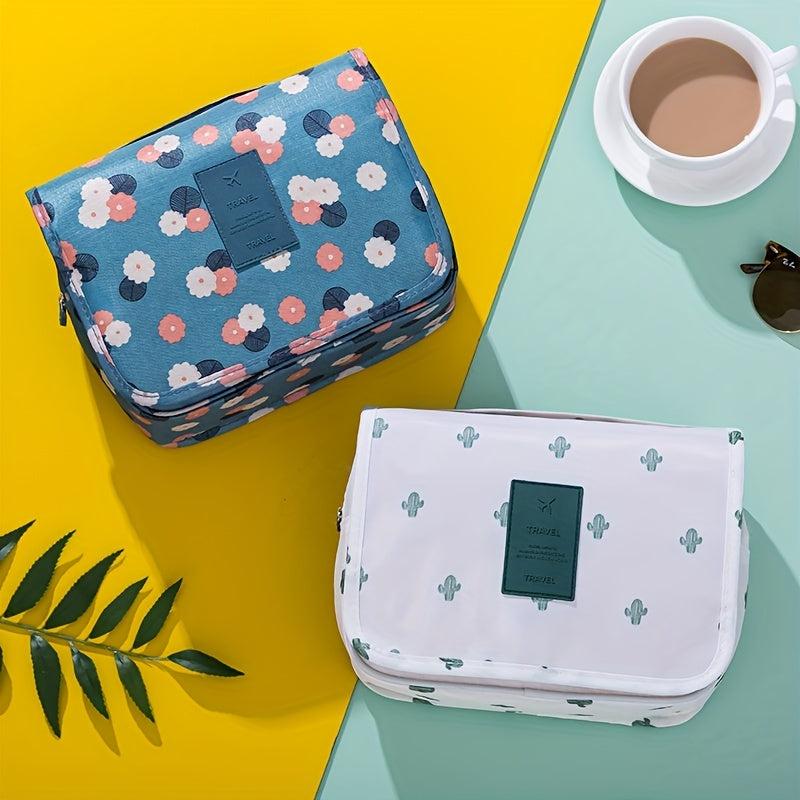 Floral Travel Toiletry Bag with Hook Portable Storage Bag