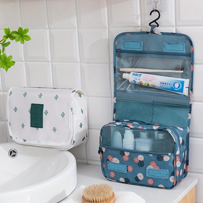 Floral Travel Toiletry Bag with Hook Portable Storage Bag