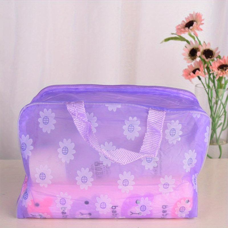 PVC Floral Transparent Wash Bag Makeup Bag