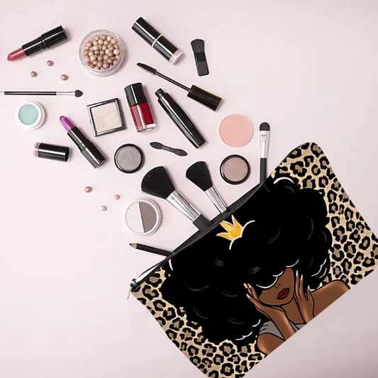 2pcs Queen Afro Melanin Art Makeup Bag