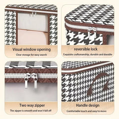 Stylish Houndstooth Pattern Storage Box Lightweight Zipper Clothes