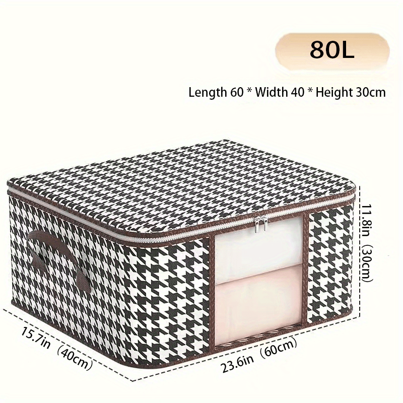 Stylish Houndstooth Pattern Storage Box Lightweight Zipper Clothes