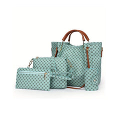 4pcs Geometric Pattern Shoulder Bag Set Women's Handbag Crossbody Clutch Wallet