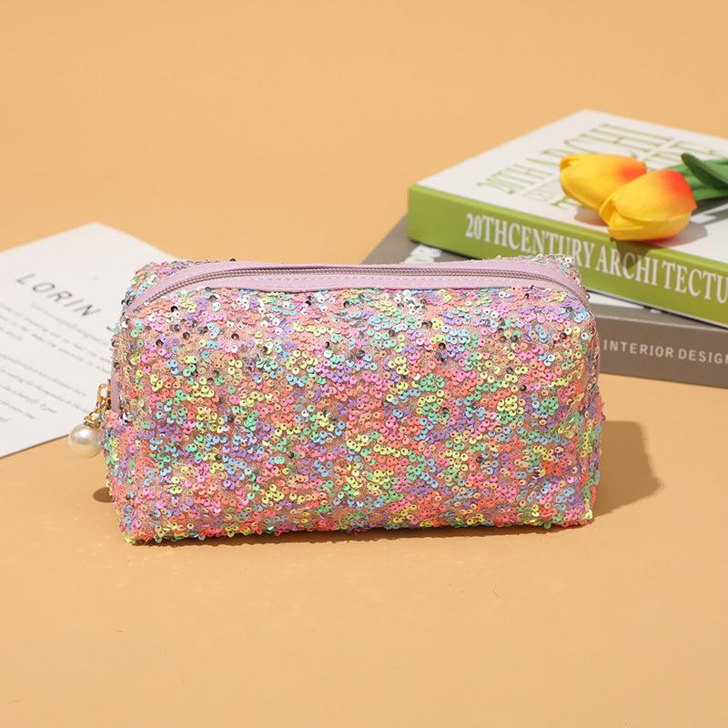 Portable Sequins Cosmetic Bag Large Capacity Toiletry Bag for Travel