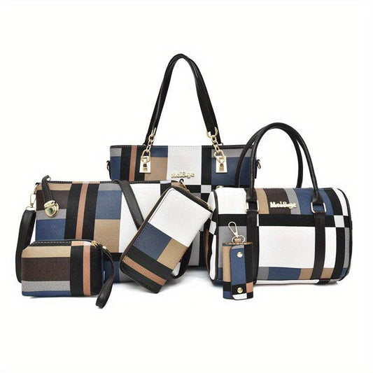 Plaid Bag Set Tote Handbag Shoulder Clutch Wallets