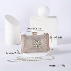 Rhinestone Evening Bag Ruched Clutch Purse Glitter Handbag