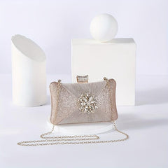 Rhinestone Evening Bag Ruched Clutch Purse Glitter Handbag