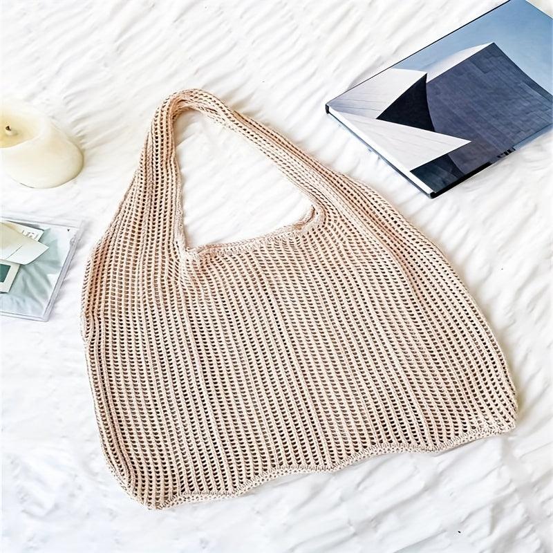 Hollow Out Crochet Shoulder Bag Casual Knitted Shopping Bag