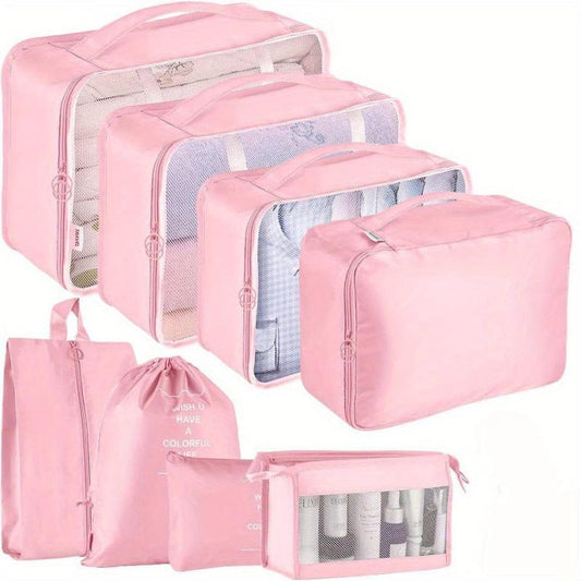 8pcs Travel Packing Cubes Lightweight Clothing Storage Bag Organizers