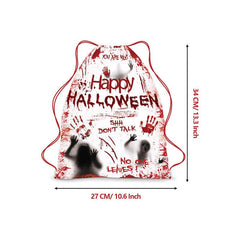 Halloween Drawstring Backpack Ghost Skull Elf Print Schoolbag