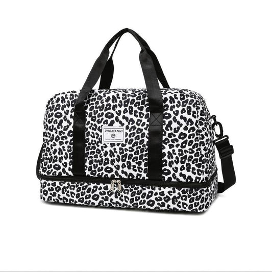 Leopard Pattern Sports Bag Lightweight Duffle Bag Portable Luggage Bag