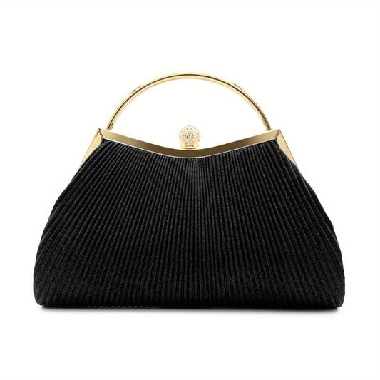 Glitter Ruched Evening Bag Rhinestone Decor Clutch Purse Handbags