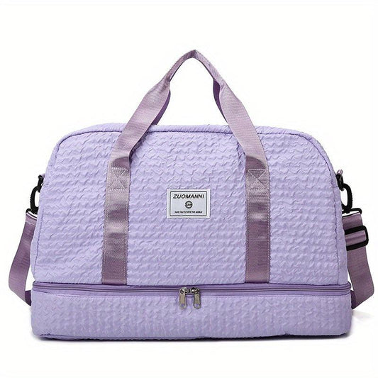 Minimalist Solid Travel Duffle Bag Ruched Luggage Portable Gym Bag