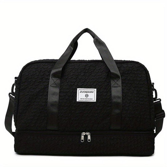 Minimalist Solid Travel Duffle Bag Ruched Luggage Portable Gym Bag