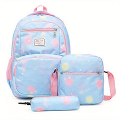 3Pcs Galaxy Graphic Backpack Set School Bag Crossbody Bag Pencil Case