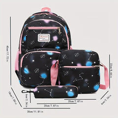 3Pcs Galaxy Graphic Backpack Set School Bag Crossbody Bag Pencil Case