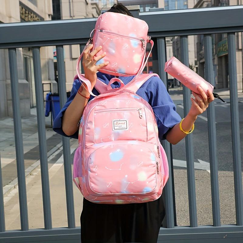 3Pcs Galaxy Graphic Backpack Set School Bag Crossbody Bag Pencil Case
