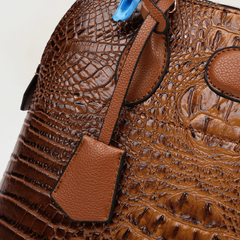 Crocodile Pattern Tote Bag Faux Leather Shoulder Bag Set With Zipper