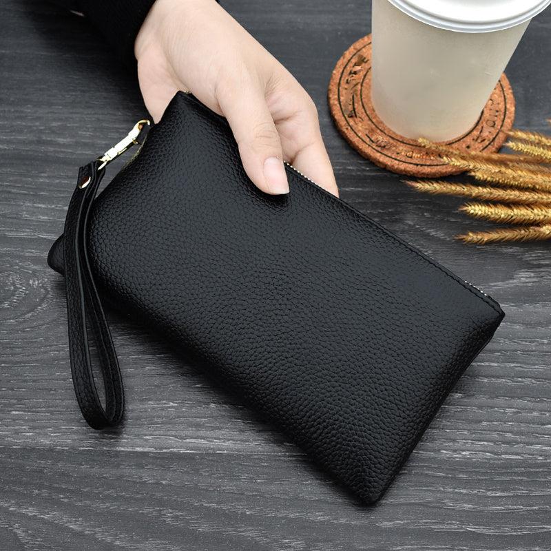 Faux Leather Clutch Bag Zipper Wallet for Coin & Phone