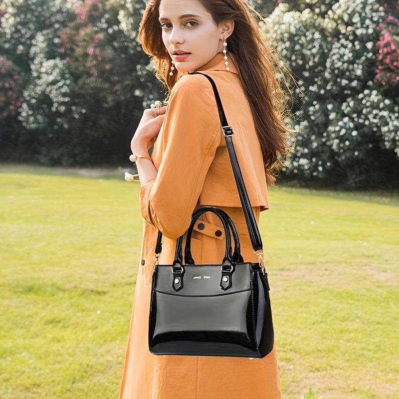 3Pcs Women's PU Leather Satchel Set With Clutch Wallet & Card Holder
