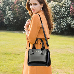 3Pcs Women's PU Leather Satchel Set With Clutch Wallet & Card Holder