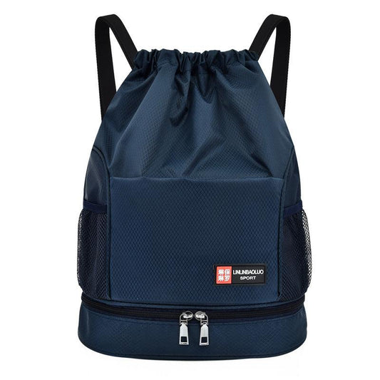 Drawstring Backpack Bag Shoe Compartment Waterproof Gym Bag
