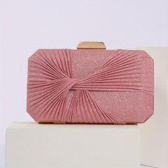 Glitter Ruched Pleated Party Bag Kiss Lock Handbag