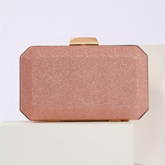 Glitter Ruched Pleated Party Bag Kiss Lock Handbag