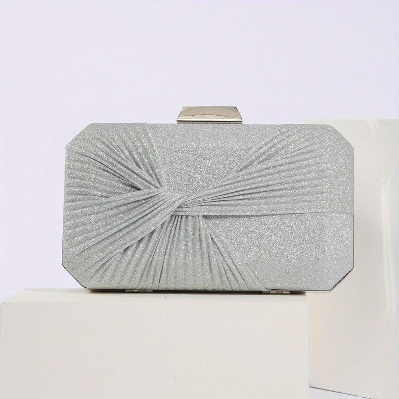 Glitter Ruched Pleated Party Bag Kiss Lock Handbag