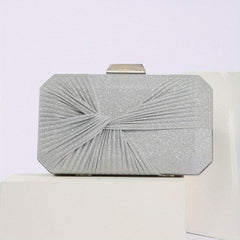 Glitter Ruched Pleated Party Bag Kiss Lock Handbag