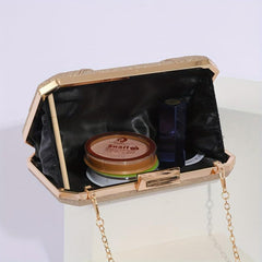 Glitter Ruched Pleated Party Bag Kiss Lock Handbag