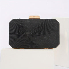 Glitter Ruched Pleated Party Bag Kiss Lock Handbag