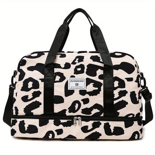 Leopard Sports Gym Bag Large Capacity Travel Duffle Bag with Shoes Compartment