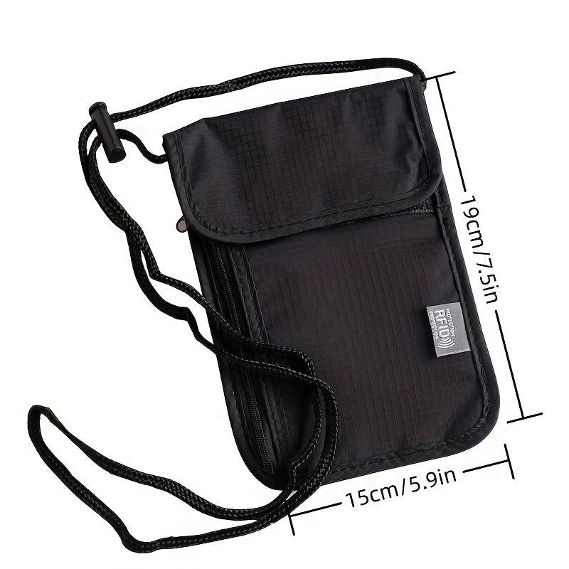RFID Blocking Passport Holder Neck Pouch Adjustable Strap