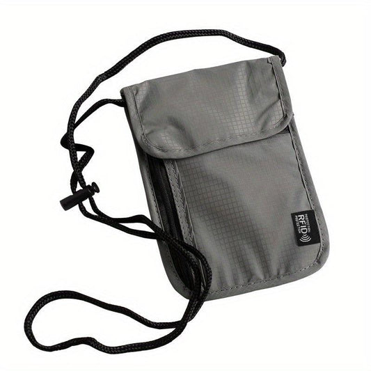 RFID Blocking Passport Holder Neck Pouch Adjustable Strap